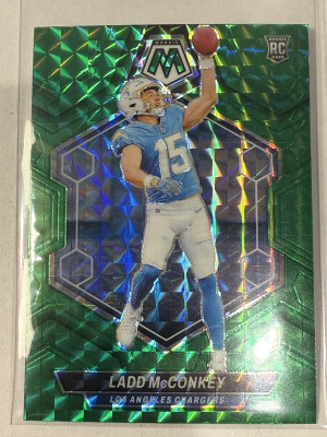 2024 Panini Mosaic - Rookies Ladd McConkey #334 Green Mosaic Prizm (RC) front