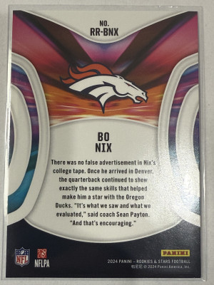 2024 Rookies And Stars Bo Nix RR-BNX Rookie Rush back