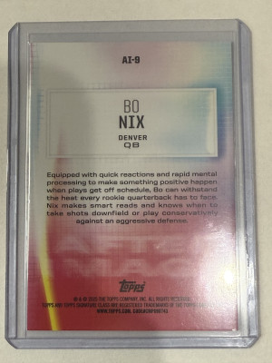 Bo Nix 2024 Topps Signature Class Chrome After Image Rookie Card #AI-9 back