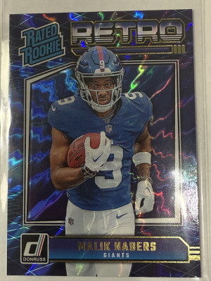 2024 Panini Donruss Malik Nabers Rated Rookie Retro RC #6 New York Giants front