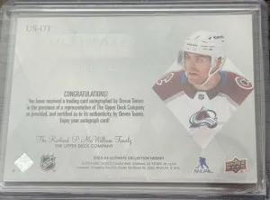 2023-24 Upper Deck Ultimate Collection - Ultimate Signatures Devon Toews Auto #US-DT back