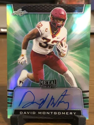 2019 Leaf Metal Draft #PV-DM1 David Montgomery On Card Autograph Numbered 7/10 front