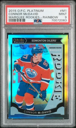 2015-16 OPC O-Pee-Chee Platinum CONNOR McDAVID Rookie RC RAINBOW #M1 SP - PSA 9 front