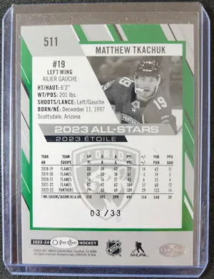 Matthew Tkachuk O-Pee-Chee Green All-Star /33 back