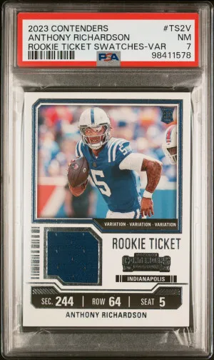 2023 Panini Contenders Rookie Ticket Swatches Anthony Richardson Rookie Ticket Swatches-Var front