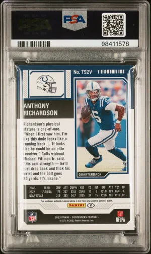 2023 Panini Contenders Rookie Ticket Swatches Anthony Richardson Rookie Ticket Swatches-Var back