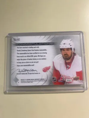 Henrik Zetterberg 10-11 UD S1 Game Jersey back