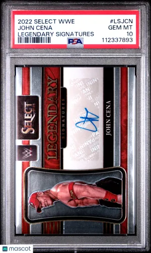 John Cena 2022 Panini Select WWE #LSJCN Legendary Signatures PSA 10 front