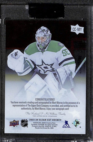 Matt Murray Rookie Auto #CC-MY 2023-24 Clear Cut Hockey back