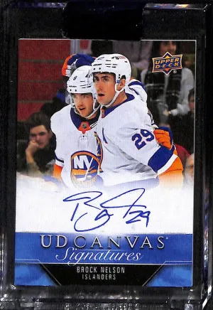 Brock Nelson UD Canvas Signatures Auto #CS-BN 2023-24 Clear Cut Hockey front