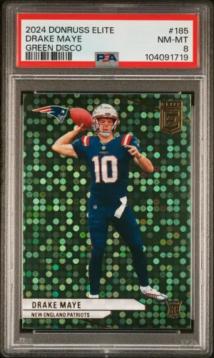 2024 Panini Donruss Elite Drake Maye Green Disco front