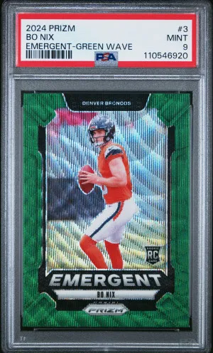 2024 Panini Prizm Emergent Bo Nix Emergent-Green Wave front