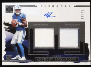 Anthony Richardson 2023 Panini Impeccable Elegance Rookie Helmet and Patch Autographs #2 RC #38/75 front