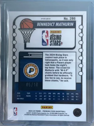 2023-24 NBA Hoops Premium Stock Benedict Mathurin Rising Stars Gold Pulsar #/10 back