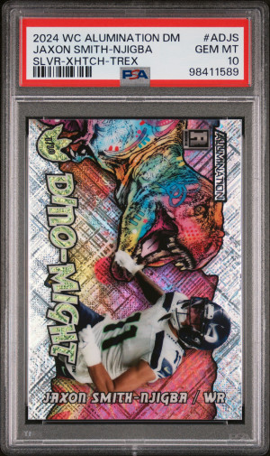 2023 Wild Card Alumination Dino-Might Exclusive Jaxon Smith-Njigba Slvr-Xhtch-Trex front
