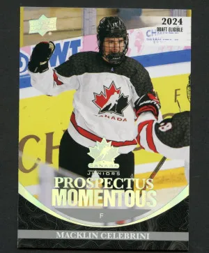 2023 Upper Deck Team Canada Juniors Prospectus Momentous Macklin Celebrini #PM-8 front