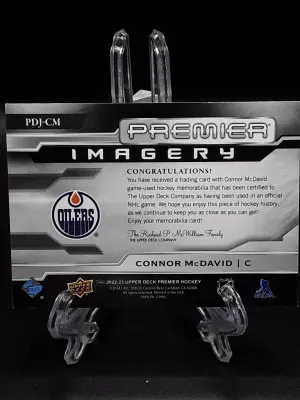 2022-23 UD Premier Imagery Material Connor McDavid  /300 Jersey #PDJ-CM Oilers back