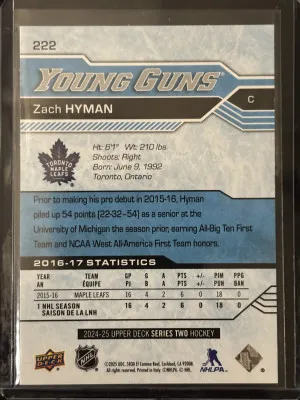 Zach Hyman Young Guns Renewed Exclusives back