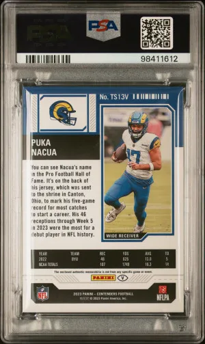2023 Panini Contenders Rookie Ticket Swatches Puka Nacua Rookie Ticket Swatches-Var back