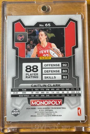 Caitlin Clark Rookie RC - Monopoly Prizm Fever back