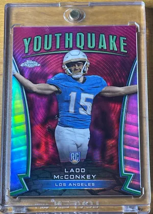 Ladd McConkey Rookie RC Pink Youthquake Insert Chargers front