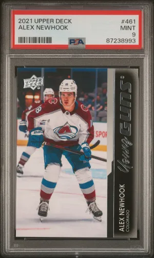 2021-22 Upper Deck Young Guns Alex Newhook #461 RC PSA 9 Colorado Avalanche front
