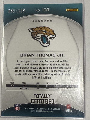 2024 Brian Thomas JR Totally Certified Bronze 85/399 back