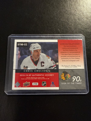 2018-19 SP Authentic Sign Of The Times 90’s Chris Chelios back