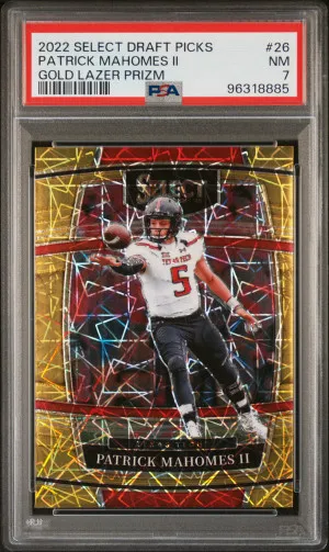 2022 Panini Select Draft Picks Patrick Mahomes Ii Gold Lazer Prizm front