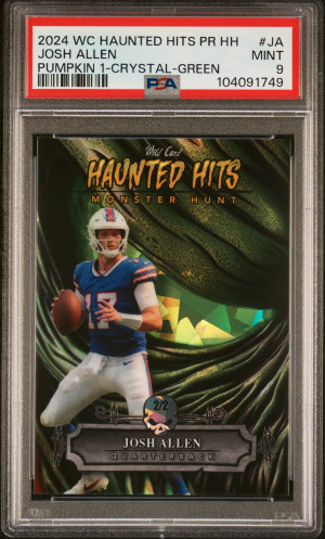 2024 Wild Card Haunted Hits Monster Hunt Hobby Haunted Hits Pumpkin Josh Allen Pumpkin 1-Crys-Green front