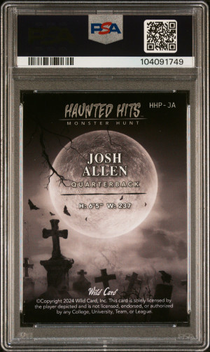 2024 Wild Card Haunted Hits Monster Hunt Hobby Haunted Hits Pumpkin Josh Allen Pumpkin 1-Crys-Green back