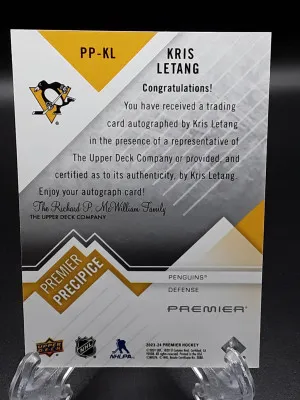 2023-24 Upper Deck Premier Precipice Auto Kris Letang PP-KL Penguins back