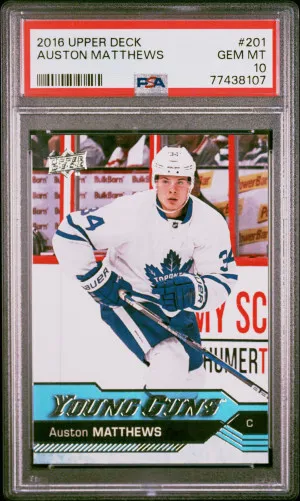 2016 Upper Deck Auston Matthews Young Guns. PSA10 front