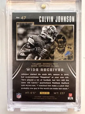 2015 Panini Black Gold Calvin Johnson /199 back
