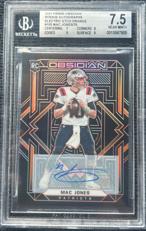 2021 Panini Obsidian Rookie Autographs Electric Etch Orange Mac Jones /75 front