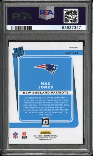 2021 Panini Donruss Mac Jones Optic Preview-Holo back