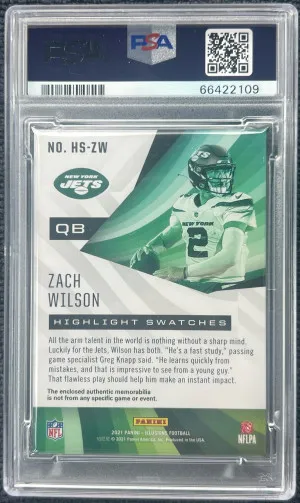 2021 Panini Illusions Highlight Swatches Zach Wilson Highlight Swatches back