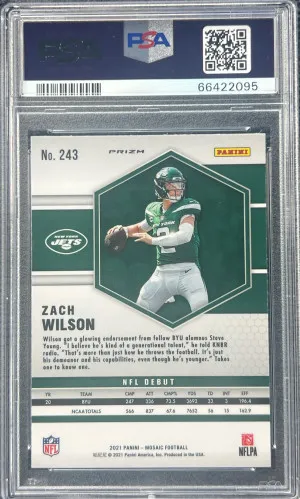 2021 Panini Mosaic Zach Wilson Silver back