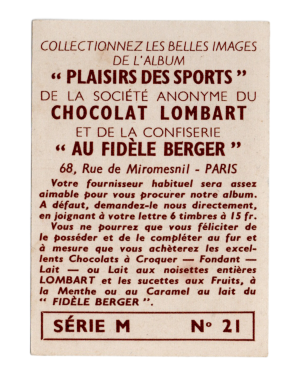 1951 Chocolat Lombart Plaisirs Des Sports Serie M #21 André Buffière (Basketball Player) (France) back