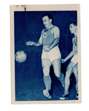 1951 Chocolat Lombart Plaisirs Des Sports Serie M #20 Unknown Basketball Player (France) front