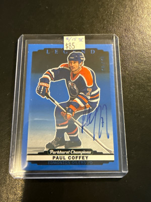 2022 PARKHURST CHAMPIONS #338 PAUL COFFEY LEGEND AUTO BLUE 15/15 front