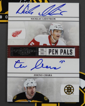 2011-12 Panini Dominion Pen Pals #19 Zdeno Chara Nicklas Lidstrom Dual Auto /50 front