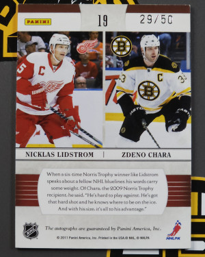 2011-12 Panini Dominion Pen Pals #19 Zdeno Chara Nicklas Lidstrom Dual Auto /50 back