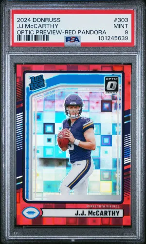 2024 Panini Donruss Jj Mccarthy Optic Preview-Red Pandora front