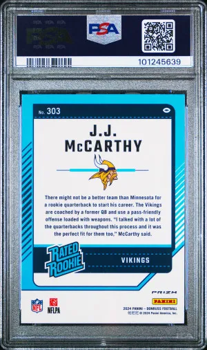 2024 Panini Donruss Jj Mccarthy Optic Preview-Red Pandora back
