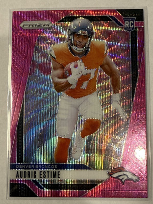 2024 Panini Prizm - Rookies Audric Estime #306 Pink Wave Prizm (RC) front