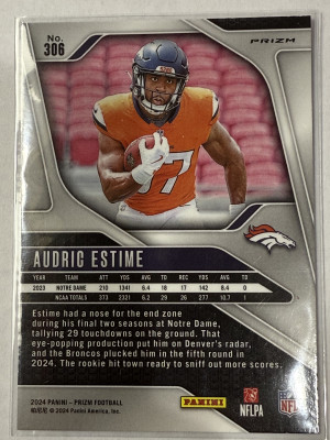 2024 Panini Prizm - Rookies Audric Estime #306 Pink Wave Prizm (RC) back