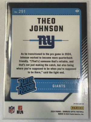 2024 Donruss Optic Theo Johnson Red hyper back