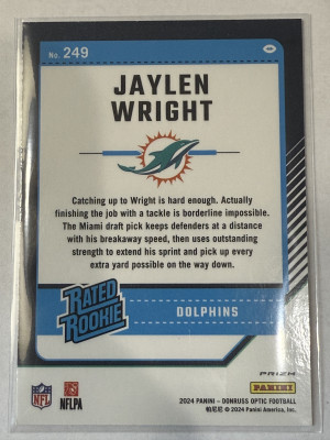 2024 Donruss Optic Jaylen Wright red hyper back