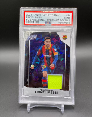 2021 Panini Father's Day Lionel Messi Fc Barcelona-Relic-Cracked Ice front